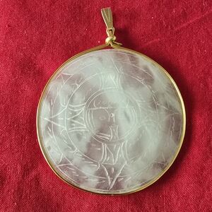 Vintage Hand Crafted Mayan Aztec Travertine Stone Pendant